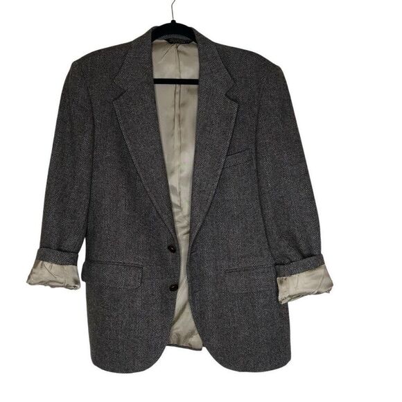 Vintage Classic Wool Herringbone Light Academia Jacket Size M - Picture 1 of 16